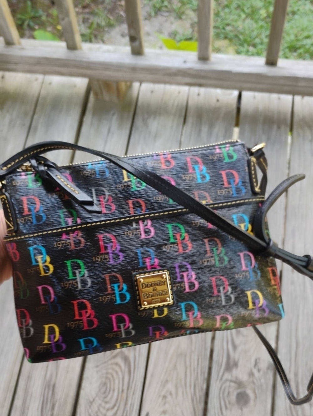 Dooney & Bourke Black Multicolor DB Logo Crossbody